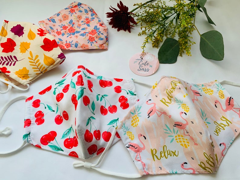 Muslin 4layer Face Mask With Filter Pocket Nose Wire Etsy