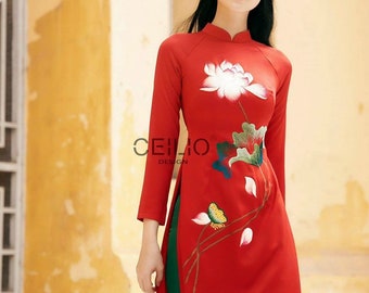 ADVN00657 Ao Dai Traditional Vietnamese Long Dress Collections with Pants All Size Silk 3D 