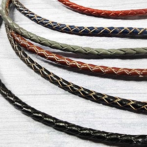 3mm Braided Leather Necklace with Copper Lobster Clasp, Leather Cord Necklace, Braided Leather Necklace