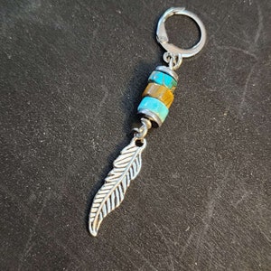 Feather silver earring man | Turquoise long earring mens | Tigers Eye Dangle earring man | Edgy Unique cool earring mens jewelry