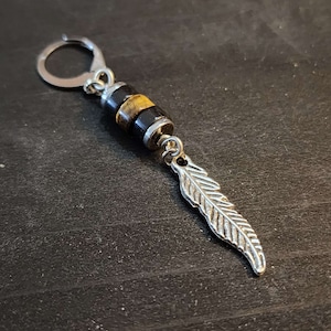 Feather silver earring man | Black Onyx long earring mens | Tigers Eye Dangle earring man | Edgy Unique cool earring mens jewelry