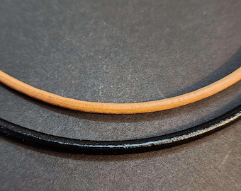 3 mm Lederkette mit Karabinerverschluss, 18 Zoll Lederband Halskette Braun oder Schwarz