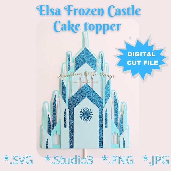 Frozen Castle SVG-bestand voor taarttopper of feestdecoratie | Arendelle Elsa kasteel SVG ontwerp voor Cricut Cameo SVG | downloadbaar bestand