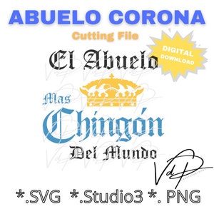 Koszulka El abuelo mas chingon z plikiem SVG | Diseno Playera dla abuelo Mexico | Cricut Cameo | SVG PNG Studio3| Natychmiastowe pobieranie plików cyfrowych
