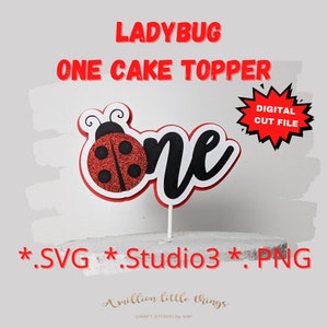 Un file SVG Ladybug per cake topper o decorazioni per feste / ONE Catarina svg design per Cricut Cameo SVG / file scaricabile