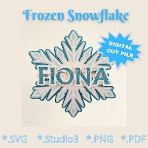 ケーキ トッパー用のフローズン スノーフレーク SVG ファイル | Cricut Cameo SVG 用のスノーフレーク SVG デザイン | 即時ダウンロード **名前やフォントは含まれていません**