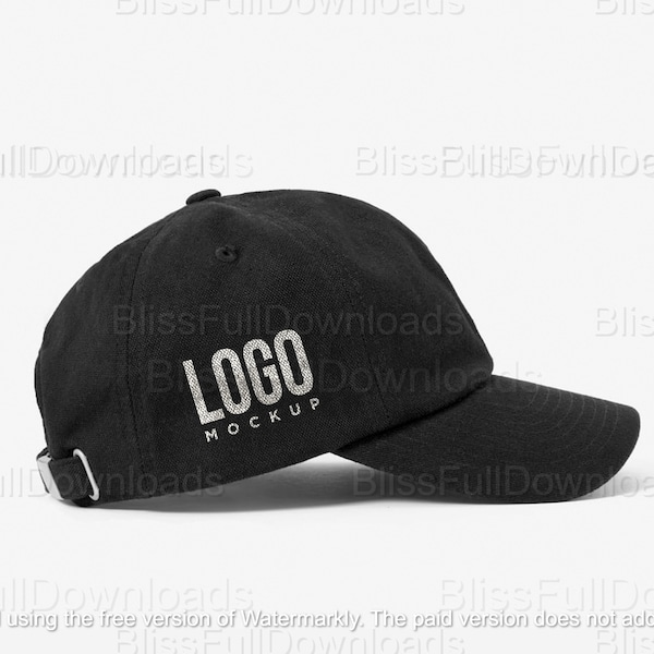 Black Sports Cap with Stylish Side Logo Mockup - Sporty Headwear Fashion - Premium Digital Mockups, Instant Downloads Mockup PSD, JPG