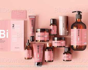 Custom Cosmetic Set Mockup with Logo, Makeup Branding Presentation, Beauty Product Packaging, Digital Download, DIY Beauty Business Branding