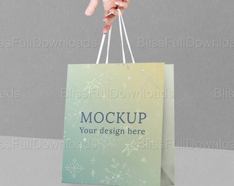 Maquette de sac cadeau | Modèle PSD de logo de marque | Conception d'emballages de vente au détail | Modèle de sac cadeau personnalisable Sac cadeau PSD Maquette d'objet intelligent