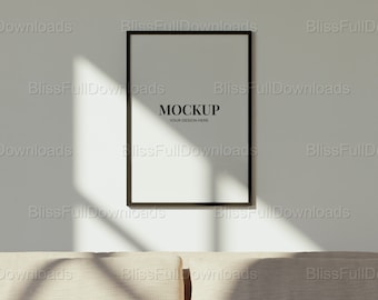 Vertical Black Wood Frame Mockup in Home Interior | Boho Style Wooden Frame Mockup | Poster Mockup for Print Art | Gallery Frame Mockups