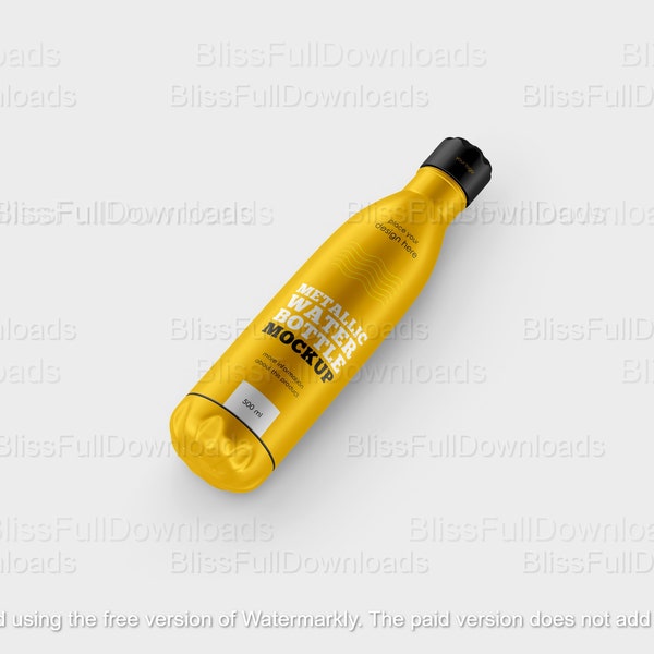 500ml Metallic Water Bottle Mockup Template - Digital Download for Product Photography and Design Presentation - DIY Metallic Bottle Mockups