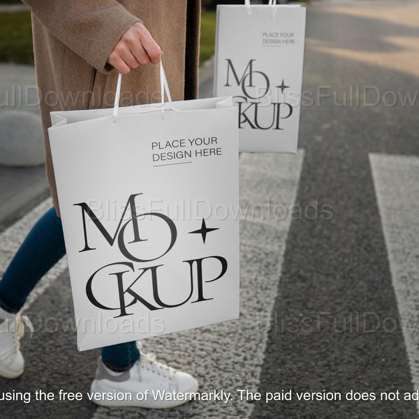 Branded Shopping Bag Mockup for Logos | Model Holding Gift Bag PSD Smart Object Mock-up | Party Paper Bag Reframe | Packaging Branding Logos