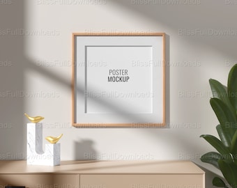 Minimalist Frame Mockup for Posters in Interior Spaces - Scandinavian High-Quality and Stylish Mockup Design - Black Frame Mockup PSD JPG
