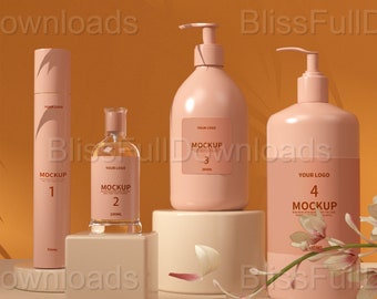 Professional Beauty Cream Pump Bottle Mockup for Logo Branding | Cosmetic Product Packaging Design Template | Cosmetic Cream Mockups PSD
