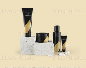 Custom Cosmetic Set Mockup with Logo, Makeup Branding Presentation, Beauty Product Packaging, Digital Download, DIY Beauty Business Branding