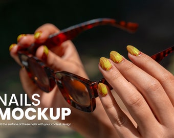 Finger Nail Mockup Bundle, Nail Polish Mockup, Editable Nail Art Mockup, Nail Wrap Mockup, Nail Decal Mockup, Smart Object PSD Mockups