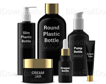 Cosmetic Jar Bottle Container Mockup Set for Branding and Logo, Beauty Product Mockup, Cosmetics Branding, Digital Download DIY Label Design