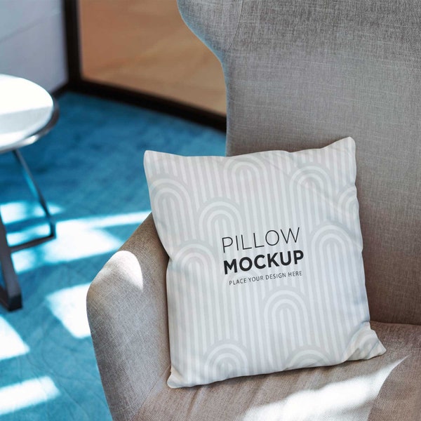 Square Pillow Mockup Modern Interior, Cushion Mockups JPG, Pillow Mockup PSD, digital downloads, Instant download mockup #CPM1