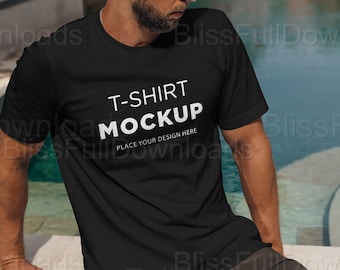 Bella Canvas 3001 Mockup, Black Bella Canvas White T Shirt Mockup, White Bella Canvas 3001,  Tshirt Mockup, Model Mockup, Tshirts Mockup