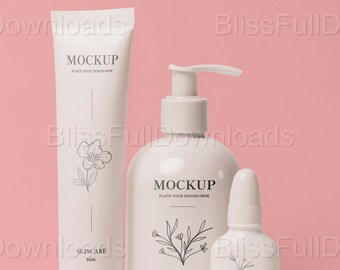 Cosmetic Set Mockup | Makeup Product PSD | Beauty Brand Marketing | Digital Download | Cosmetic Packaging Presentation | Photoshop Mockup