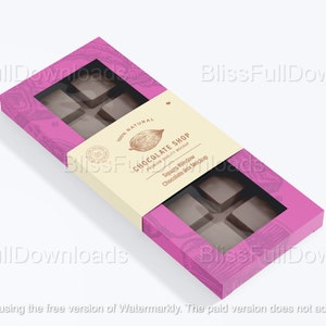 Maquete de caixa de chocolate, maquete de etiqueta, embalagem de chocolate, design de marca de logotipo, embalagem de chocolate, maquete de doces DIY, embalagem de chocolate PSD
