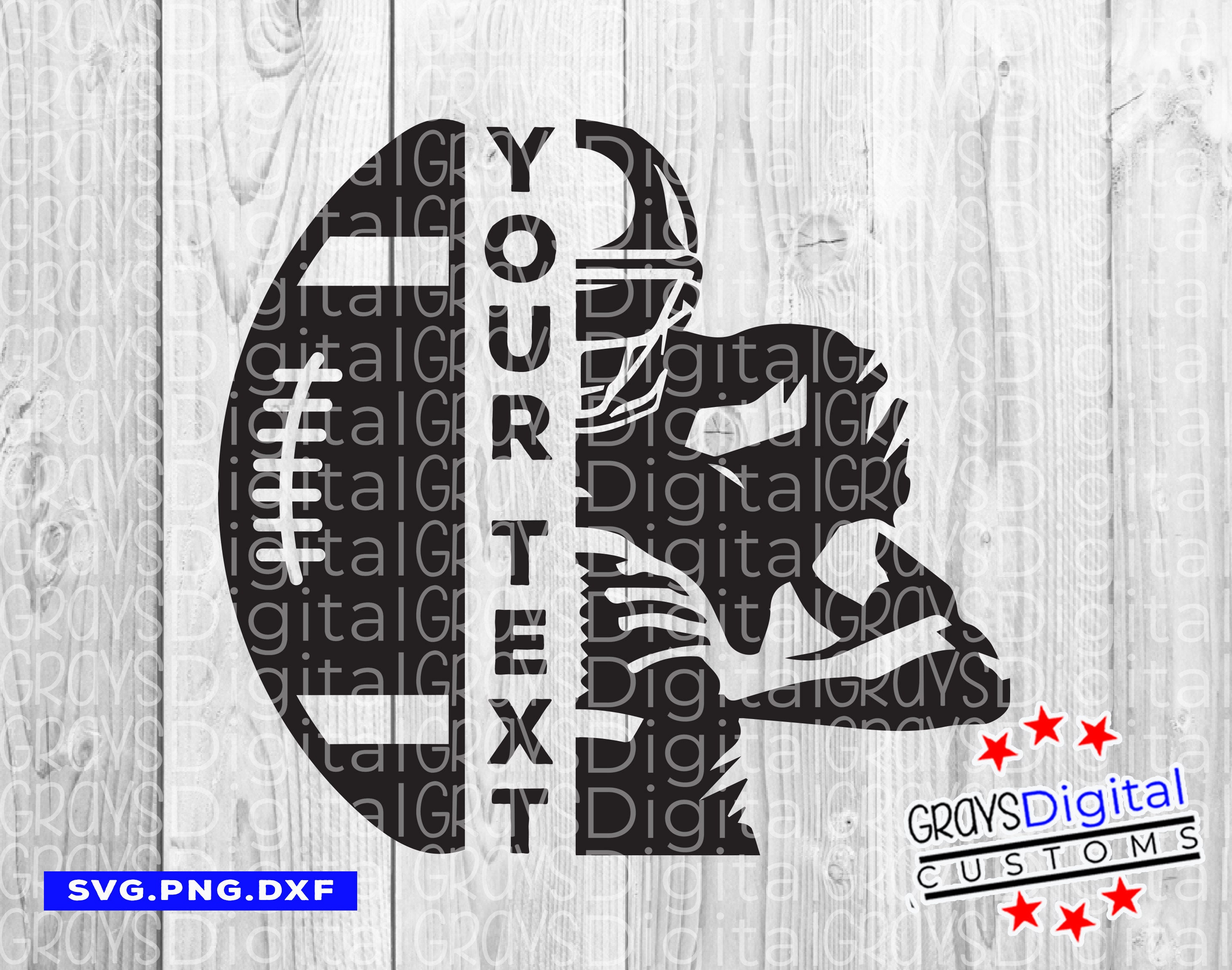 American football tshirt design, Half ball, half player, custom name - free  svg file for members - SVG Heart