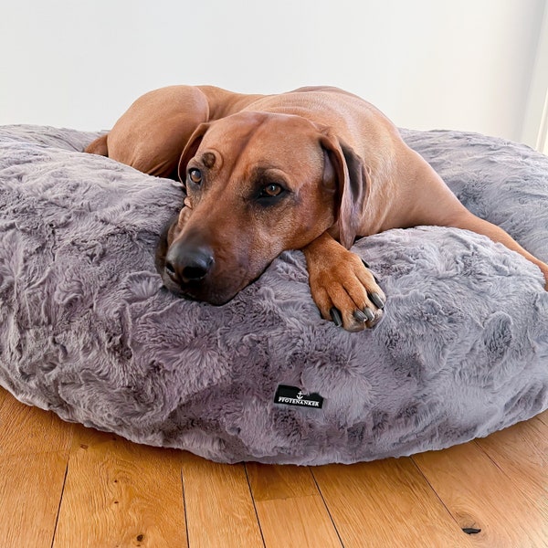 Personalisierter Ersatzbezug für Hundebett - für Zooplus Flocke - Plüsch Bezug - in Wunschfarbe - Kissenbezug - Überzug Flocke- Donut Bett