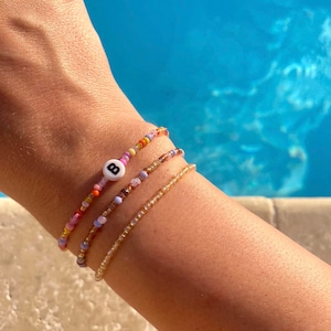 Pearl bracelet with initial letter, bracelet, pearl bracelet