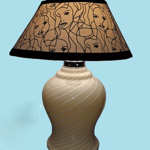 Vintage Beige & White Murano Swirl Lamps (Large)