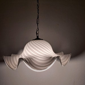 Vintage Murano White Swirl Ceiling Lamp Swirl