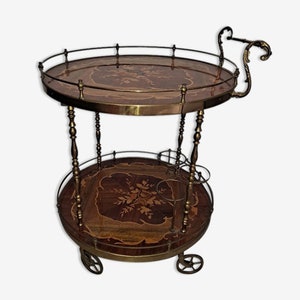 Italian Brass & Intarsiato Drinks Trolley c1950 *Stunning*