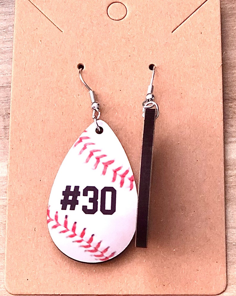 Custom Baseball Earrings Add Player Number Personalized Etsy