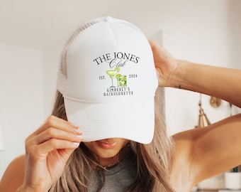 Personalisierte Bachelorette Hüte, kundenspezifischer Brautparty Trucker-Hut, Junggesellinnenabschiedshüte, Bach trinken Hüte, personalisierte Cocktail Martini