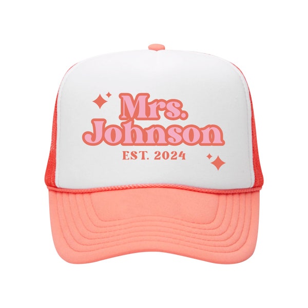 Custom Mrs Trucker Hat, Custom Future Mrs Hat, Bride Hat, Personalized Gift for Bride, Trending Bachelorette Trucker Has, Gift For Brides