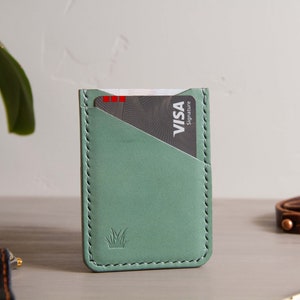 Funda de tarjeta de cuero Gaucho aguamarina / Funda de tarjeta / Cartera de tarjeta delgada / Cartera de cuero / Titular de tarjeta de cuero Gaucho / Cartera de cuero de 3 ranuras