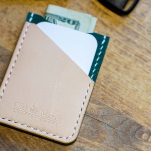 ¡AUTORIZACIÓN! Funda de tarjeta de cuero natural de dos tonos / Cartera de tarjeta delgada / Cartera de cuero / Tarjetero de cuero / Cartera de cuero de 3 bolsillos