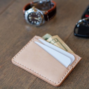 Funda de tarjeta de cuero natural / Funda de tarjeta / Cartera de tarjeta delgada / Cartera de cuero / Titular de tarjeta de cuero / Cartera de cuero de 4 bolsillos