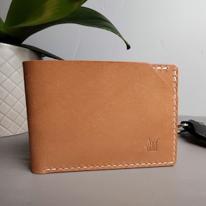 Cartera de cuero natural plegable / Cartera de cuero para hombre / Cartera con doble pliegue / Cartera de uso diario / Cuero sin teñir / Cartera de cuero natural / Buttero