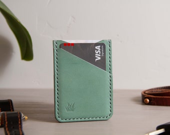 Aquamarine Gaucho Leather Card Sleeve | Card Sleeve | Slim Card Wallet | Leather Wallet | Gaucho Leather Card Holder | 3-Slot Leather Wallet