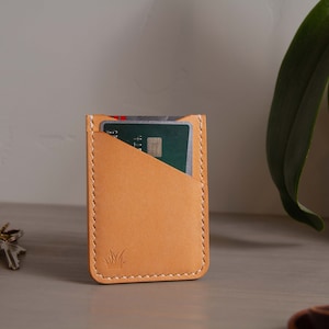 Funda para tarjetas de cuero natural Buttero / Funda para tarjetas / Billetera delgada para tarjetas / Billetera de cuero / Tarjetero de cuero / Billetera de cuero con 3 bolsillos