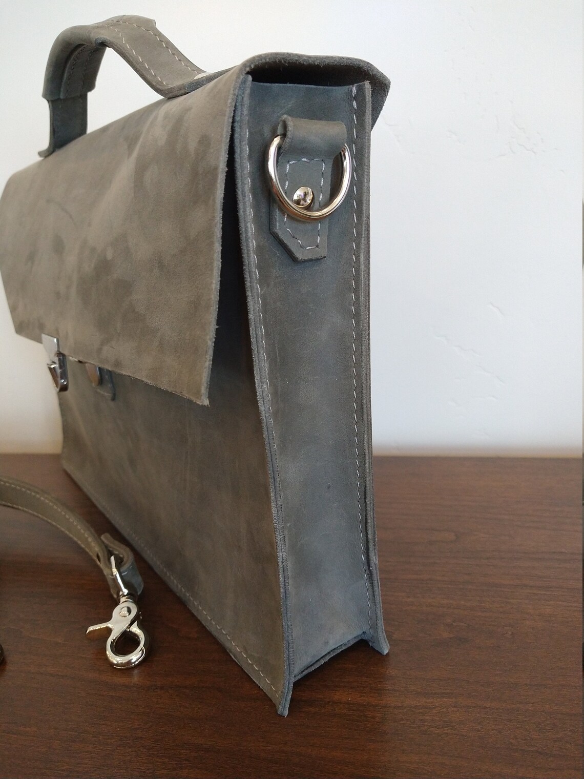 Handmade Leather Flap Briefcase Leather Briefcase Leather Etsy