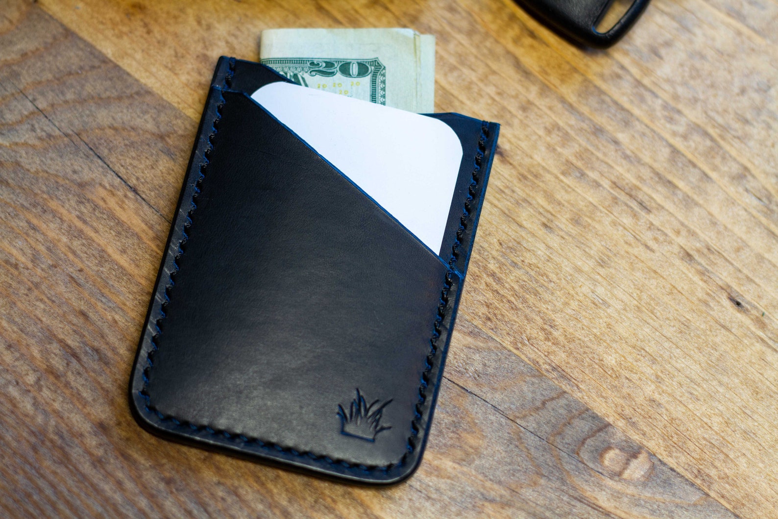 Black Leather Card Sleeve Card Sleeve Slim Card Wallet Etsy UK