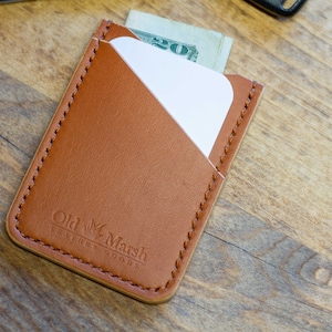 ¡AUTORIZACIÓN! Funda de tarjeta de cuero bronceado / Funda de tarjeta / Cartera de tarjeta delgada / Cartera de cuero / Titular de tarjeta de cuero / Cartera de 3 bolsillos