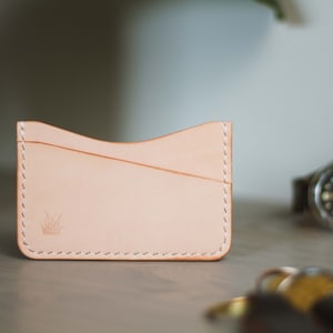 Funda para tarjetas de cuero natural / Funda para tarjetas / Cartera delgada para tarjetas / Cartera de cuero / Tarjetero de cuero / Cartera de cuero de 3 bolsillos