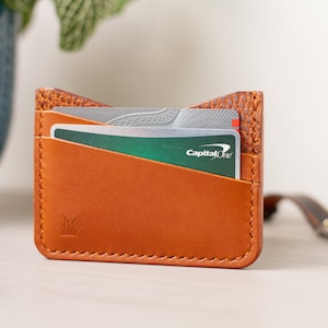 Cartera de tarjeta bronceada / Whisky Buttero y Cartera de cuero Dollaro / Cuero Buttero / Cuero Dollaro