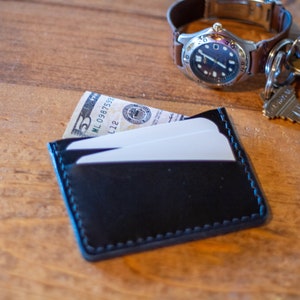 Funda de tarjeta de cuero negro / Funda de tarjeta / Cartera de tarjeta delgada / Cartera de cuero / Titular de tarjeta de cuero / Cartera de cuero de 4 bolsillos