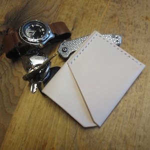 ¡AUTORIZACIÓN! Envoltura de tarjeta de cuero natural / Funda de tarjeta / Cartera de tarjeta delgada / Cartera de cuero / Titular de tarjeta de cuero / Cartera de cuero de 3 bolsillos