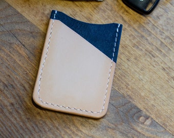 CLEARANCE! Two-tone Natural Leather Card Sleeve | Slim Card