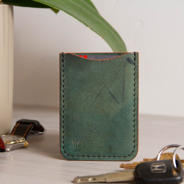 Horween Reverse Black Shell Cordovan Card Slip | Card Sleeve | Slim Card Wallet | Leather Wallet | Leather Card Holder | Minimalist Wallet