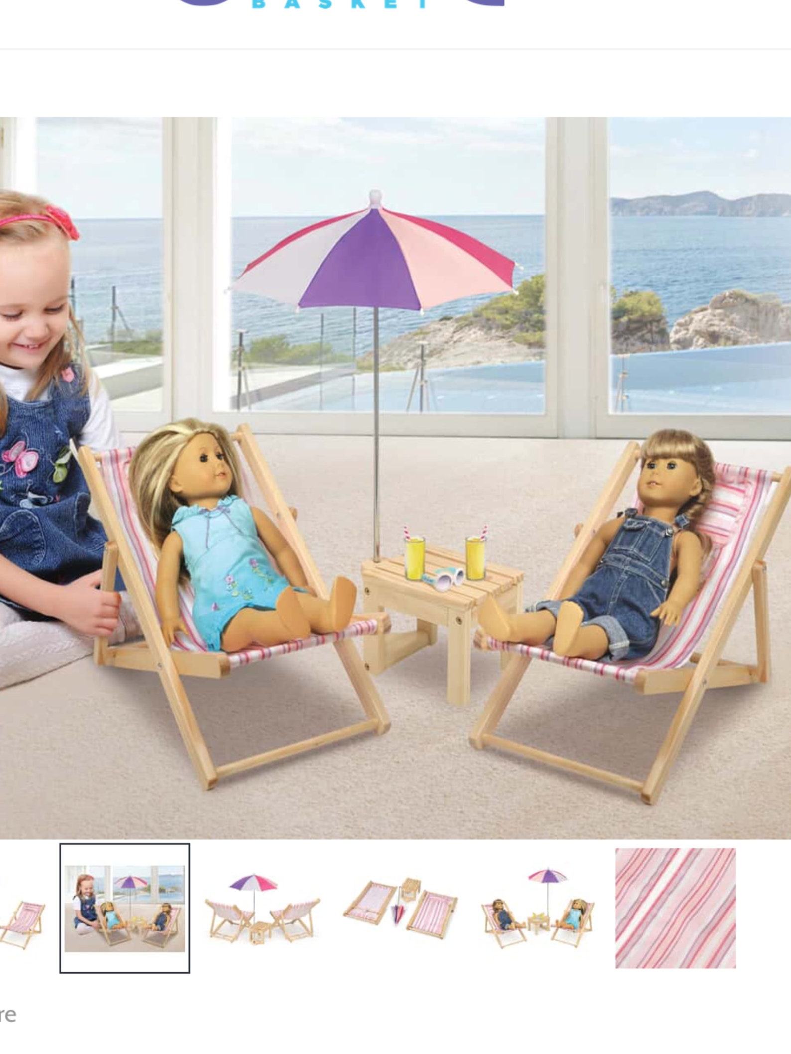 Two Doll Beach Chair Set 18 with Table and Umbrella Summer Etsy